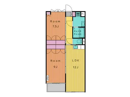 近鉄名古屋線 川原町駅 徒歩47分 3階建 築24年(2LDK/2階)の間取り写真