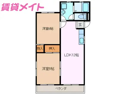 グランデール(2LDK/2階)の間取り写真