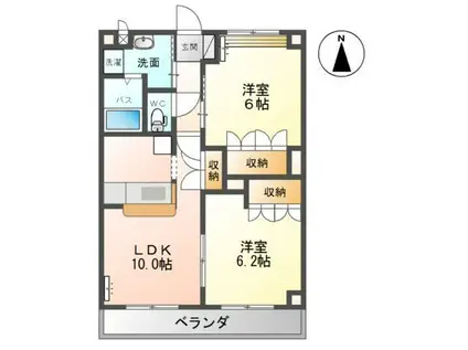 ベルステージ(2LDK/2階)の間取り写真