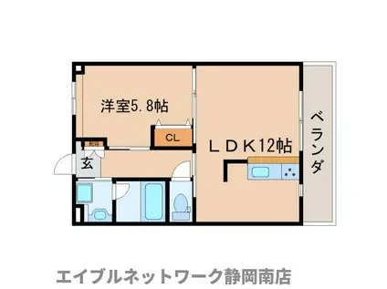 シーステージ石田(1LDK/4階)の間取り写真