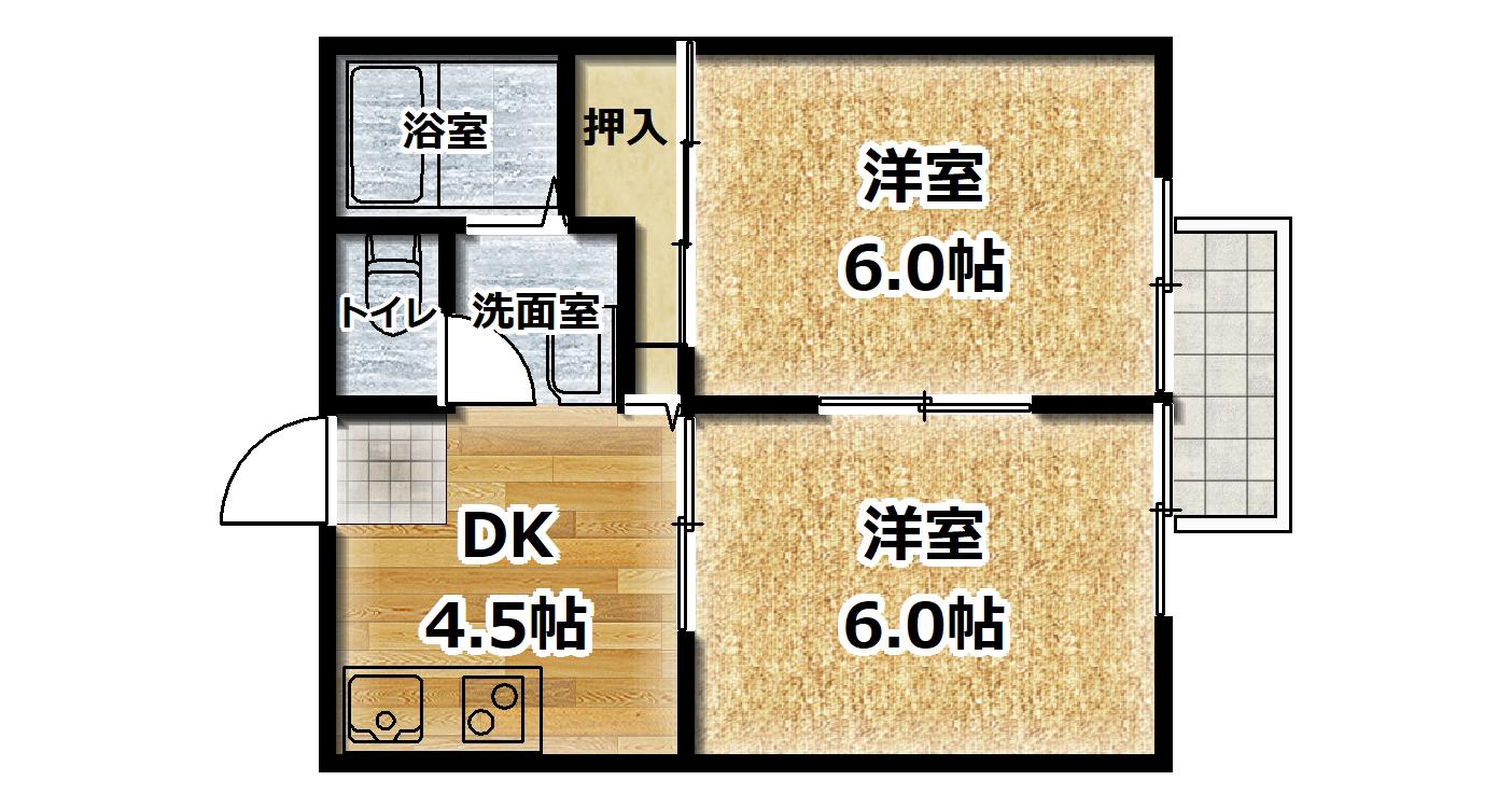 パナハイツセンチュリー(2DK/1階)の間取り写真