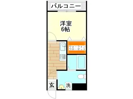 スリム九工大(1K/3階)の間取り写真