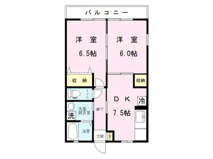 ルーバーレジデンス(2DK/1階)の間取り写真
