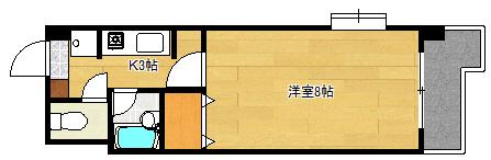 MDみささ(1K/3階)の間取り写真