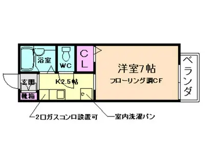 ルミエール瀬川(1K/1階)の間取り写真