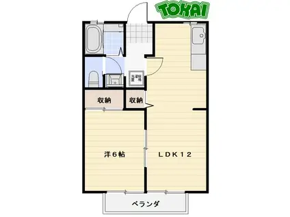 ラ・シャンセ(1LDK/2階)の間取り写真