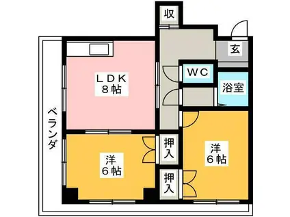 コーポ禅台寺(2LDK/3階)の間取り写真