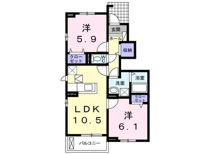 アルコバレーノ(2LDK/1階)の間取り写真