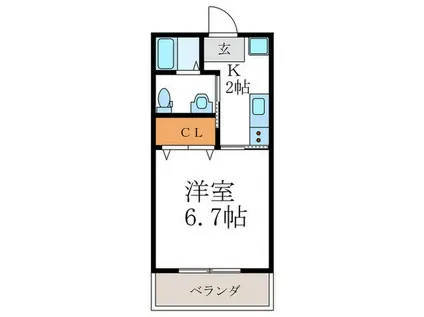 エントランスライフ衣笠(1K/2階)の間取り写真