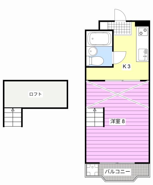 コナビック西塚II(1K/2階)の間取り写真