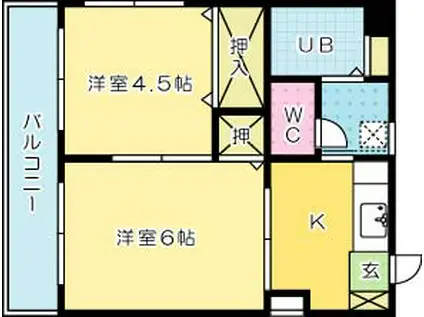 ロイヤルM(2K/7階)の間取り写真