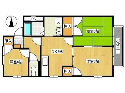 ベルテック上津(3DK/2階)の間取り写真