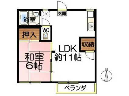 エステート横尾A(1LDK/2階)の間取り写真