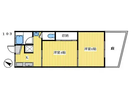 長谷ハイツ(2K/1階)の間取り写真