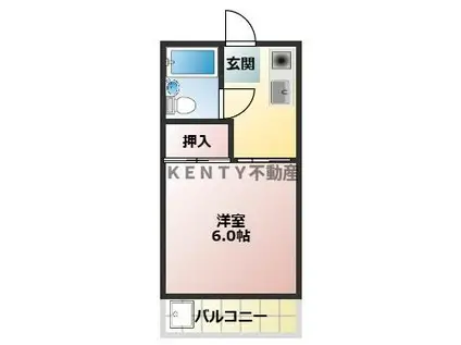 ホワイトコートカヤ(1K/1階)の間取り写真