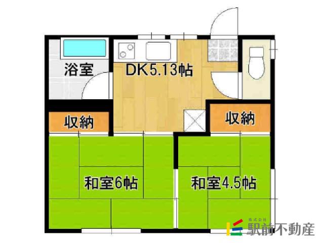 若楠コーポ(2DK/1階)の間取り写真