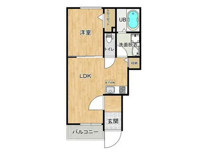 AFC RESIDENCE 三保松原B(1LDK/1階)の間取り写真
