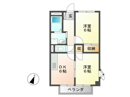 サニーハイツ(2DK/2階)の間取り写真