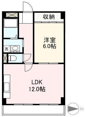 グランフォーレ三条(1LDK/2階)の間取り写真