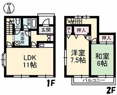 ソフィアM I(2LDK/1階)の間取り写真