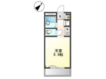 MATSUKAZE(ワンルーム/2階)の間取り写真
