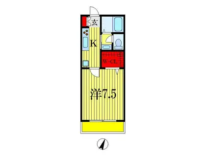 アリュール(1K/1階)の間取り写真