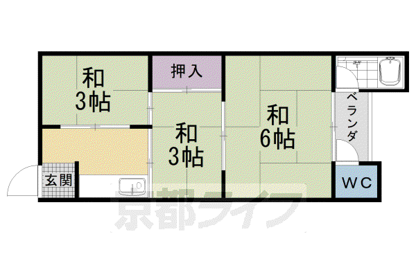 清和荘(2K/2階)の間取り写真