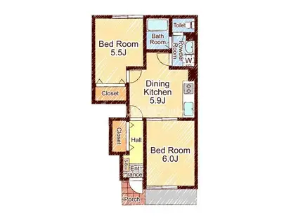 SWEET HOME(2DK/1階)の間取り写真