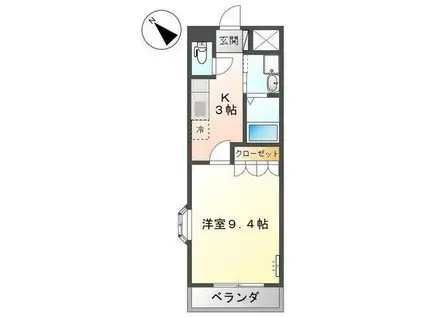 エスペランサ(1K/2階)の間取り写真