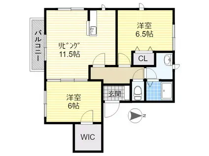 クレアール猪野 LILY(2LDK/1階)の間取り写真