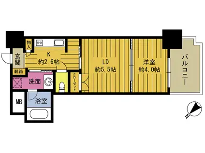 RJRプレシア大分駅前II(1LDK/9階)の間取り写真