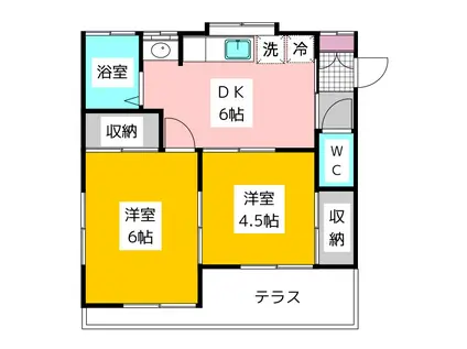 本橋荘(2DK/1階)の間取り写真