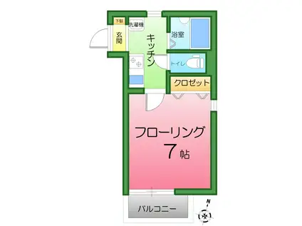 メープルリーフ(1K/2階)の間取り写真