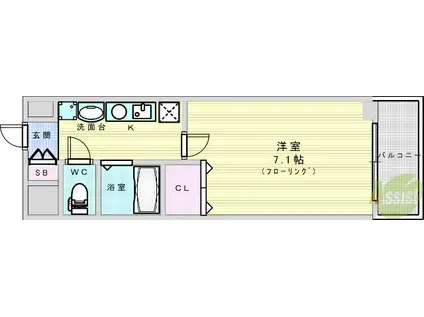 コンセール裕恵(1K/2階)の間取り写真