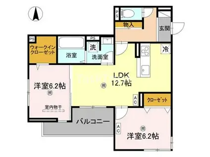 GREEN VILLAGE(2LDK/2階)の間取り写真