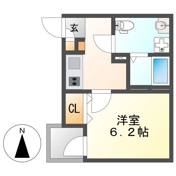メイクスR高畑(1K/3階)の間取り写真