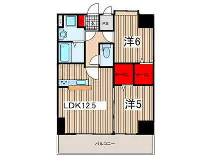 REPOS SAKURAGI(2LDK/7階)の間取り写真