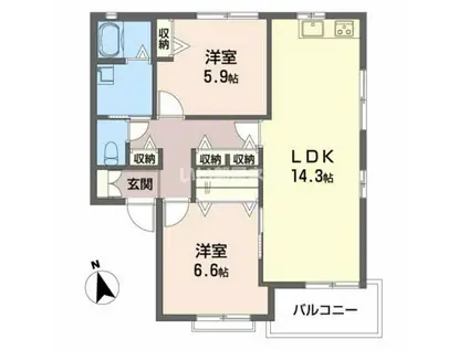 ブランネージュIII(2LDK/2階)の間取り写真