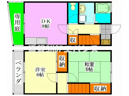 エクセル飯山満B(2LDK/1階)の間取り写真
