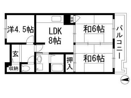 アルビス寺本4号棟(3LDK/5階)の間取り写真