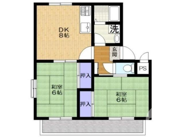 ソレイユ(2DK/1階)の間取り写真