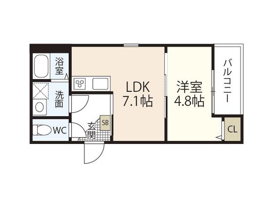 フォレスト草津南(1LDK/1階)の間取り写真