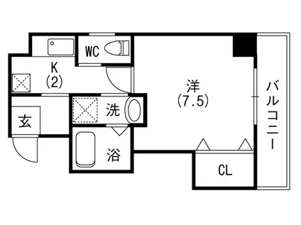 シティライフ泉(1K/2階)の間取り写真