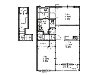 ひよりレジデンス板鼻(1LDK/1階)の間取り写真