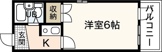 レジェンド舟入幸町(1K/4階)の間取り写真