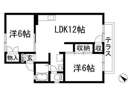 セジュール安倉(2LDK/1階)の間取り写真