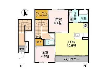 アート・ソレイユ B棟(2LDK/2階)の間取り写真
