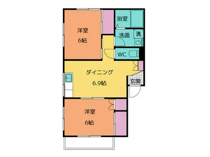 ヘーベルメゾン・アサヒA棟(2DK/2階)の間取り写真