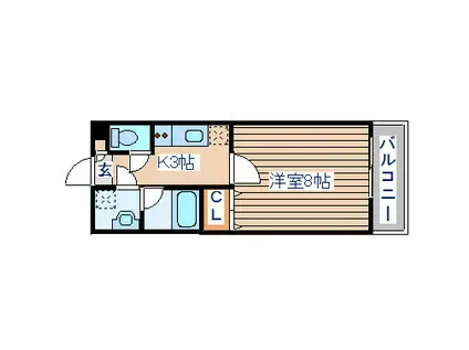 オリンピア宮城野(1K/3階)の間取り写真