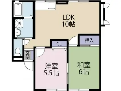 ウィンフォークC(2LDK/1階)の間取り写真